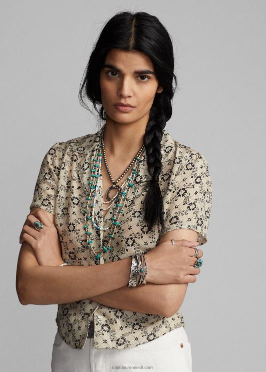 Ralph Lauren naised lilleline siidist krepppluus PR0V3627 ekru/must