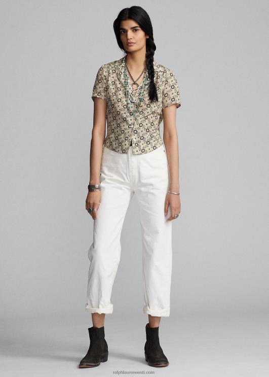 Ralph Lauren naised lilleline siidist krepppluus PR0V3627 ekru/must