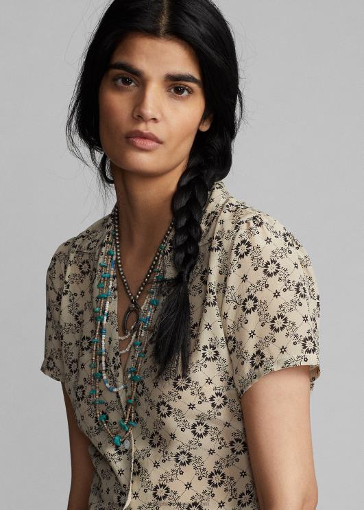 Ralph Lauren naised lilleline siidist krepppluus PR0V3627 ekru/must