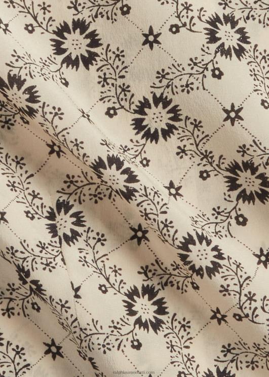 Ralph Lauren naised lilleline siidist krepppluus PR0V3627 ekru/must