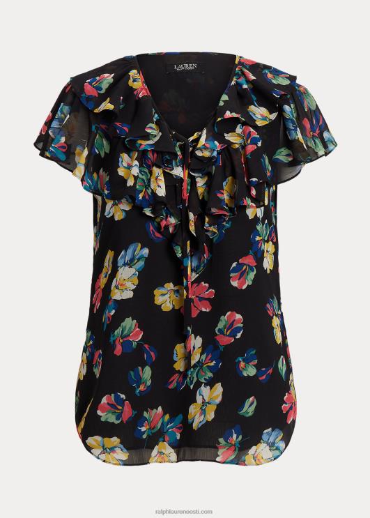 Ralph Lauren naised lilleline volangidega žoržettpluus PR0V3933 must multi