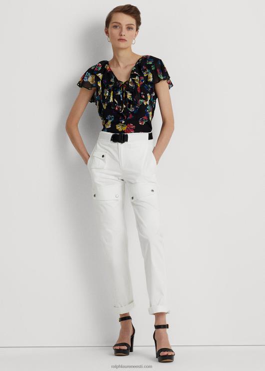 Ralph Lauren naised lilleline volangidega žoržettpluus PR0V3933 must multi