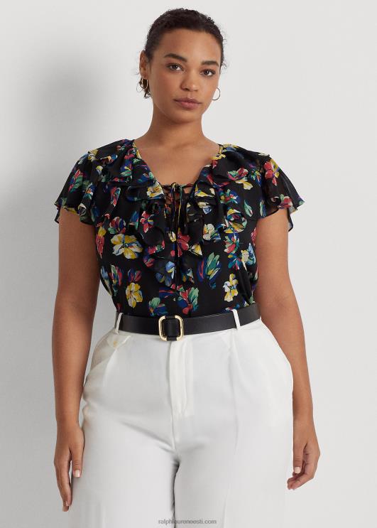 Ralph Lauren naised lilleline volangidega žoržettpluus PR0V4557 must multi