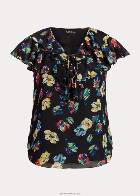 Ralph Lauren naised lilleline volangidega žoržettpluus PR0V4557 must multi