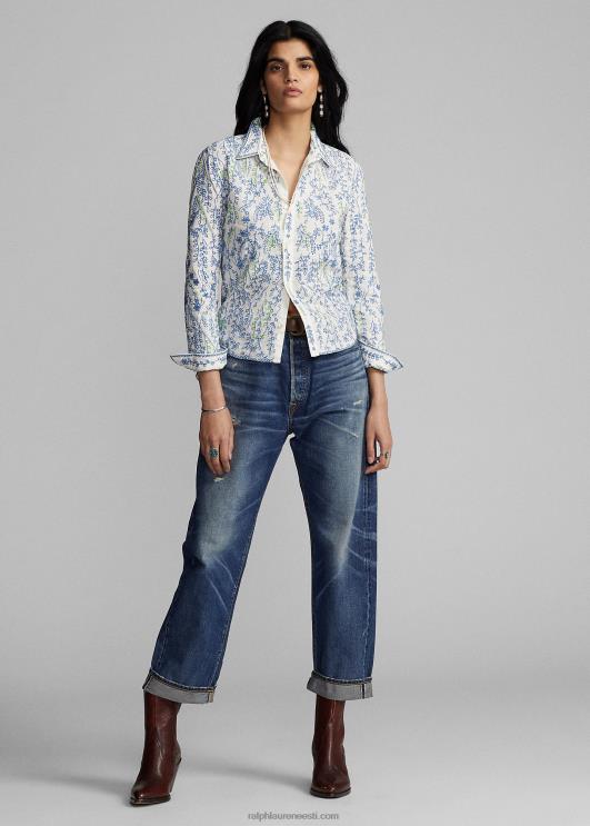 Ralph Lauren naised lilletikandiga puuvillane pluus PR0V3644 kreem/multi