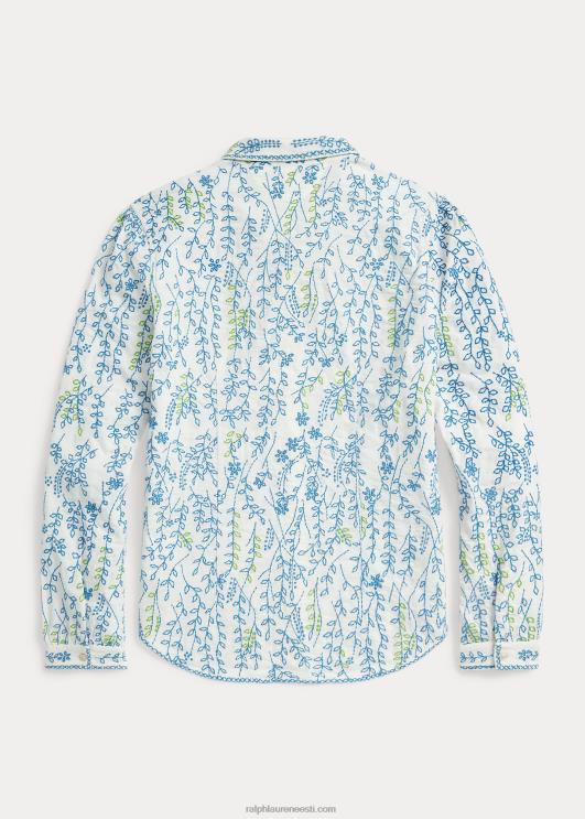 Ralph Lauren naised lilletikandiga puuvillane pluus PR0V3644 kreem/multi