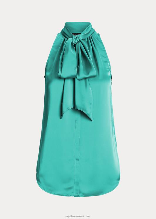 Ralph Lauren naised lipsukaelusega charmeuse varrukateta pluus PR0V9525 naturaalne türkiis