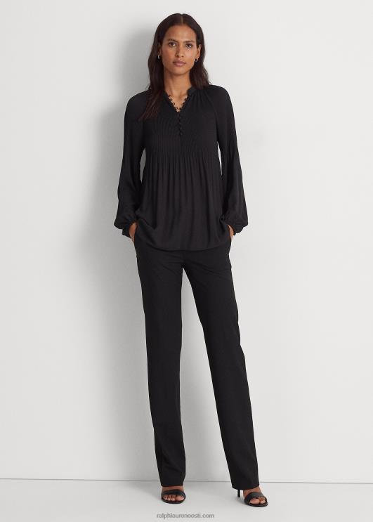 Ralph Lauren naised plisseeritud Georgette pluus PR0V4184 must