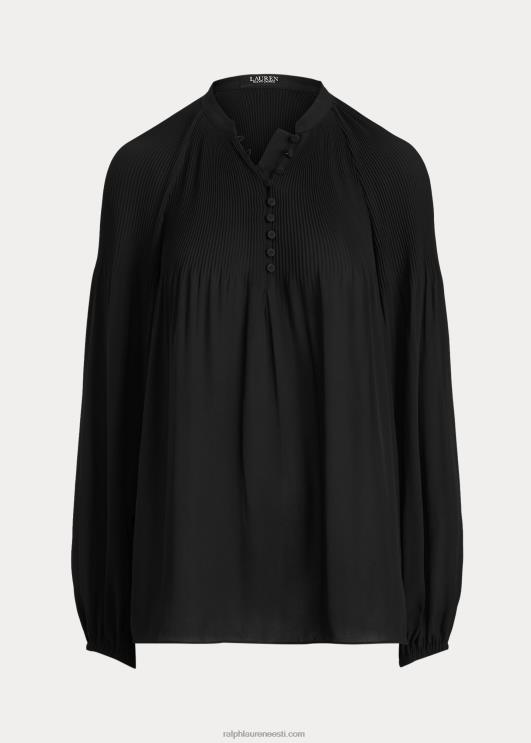 Ralph Lauren naised plisseeritud Georgette pluus PR0V4184 must