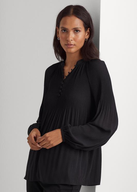 Ralph Lauren naised plisseeritud Georgette pluus PR0V4184 must