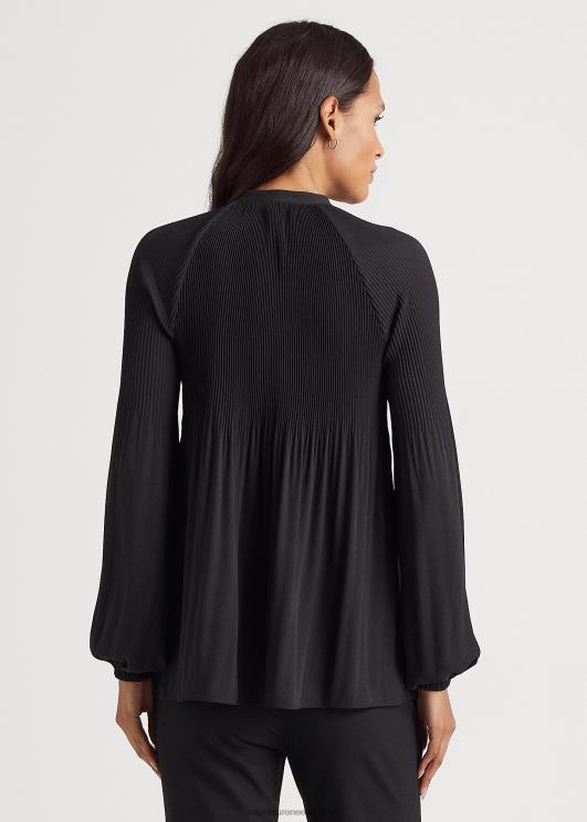 Ralph Lauren naised plisseeritud Georgette pluus PR0V4184 must