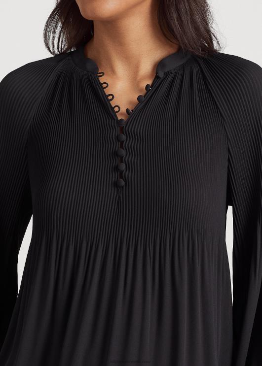 Ralph Lauren naised plisseeritud Georgette pluus PR0V4184 must