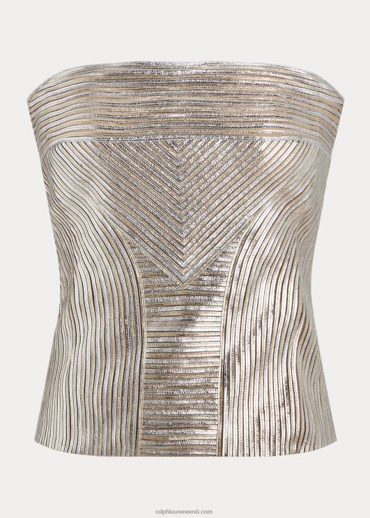 Ralph Lauren naised raycroft lamba-seemisnahast õlapaelteta pluus PR0V3550 šampanja