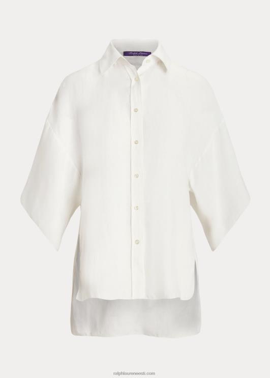 Ralph Lauren naised solomaani linane pluus PR0V9316 keraamiline valge