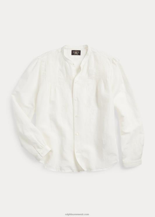 Ralph Lauren naised tikitud linane-puuvillane pluus PR0V3615 antiikne valge