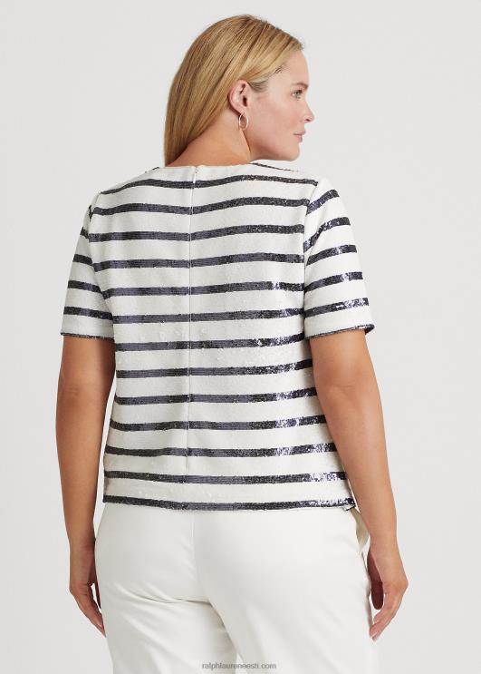 Ralph Lauren naised triibuline litritega lühikeste varrukatega pluus PR0V4798 valge/rafineeritud merevägi