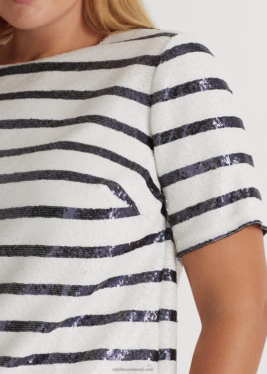 Ralph Lauren naised triibuline litritega lühikeste varrukatega pluus PR0V4798 valge/rafineeritud merevägi