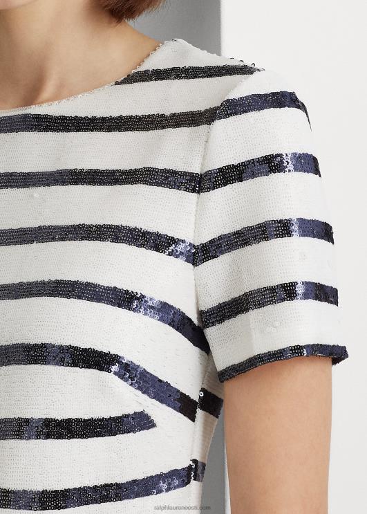 Ralph Lauren naised triibuline litritega lühikeste varrukatega pluus PR0V9551 valge/rafineeritud merevägi