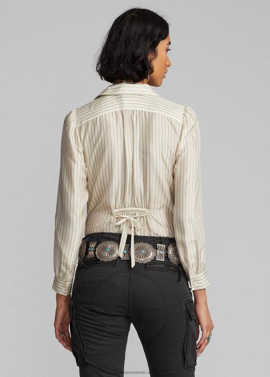 Ralph Lauren naised triibuline siidist seotav pluus PR0V3633 kreemjas/must