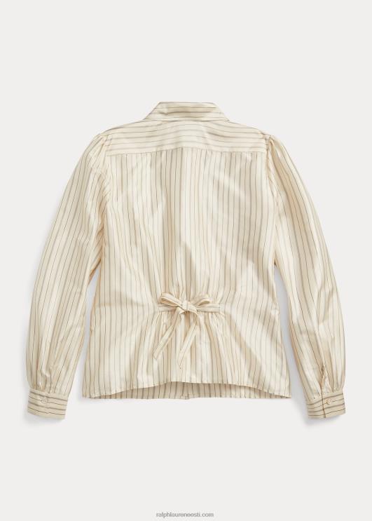 Ralph Lauren naised triibuline siidist seotav pluus PR0V3633 kreemjas/must