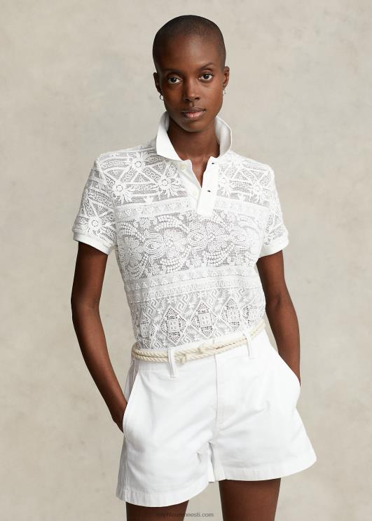 Ralph Lauren naised geomeetrilise pitsiga polosärk PR0V2923 trofee kreem