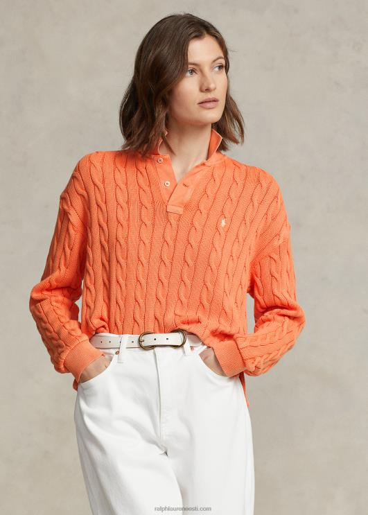 Ralph Lauren naised kaabliga puuvillane polosärk PR0V3175 päikeseloojangu taevas