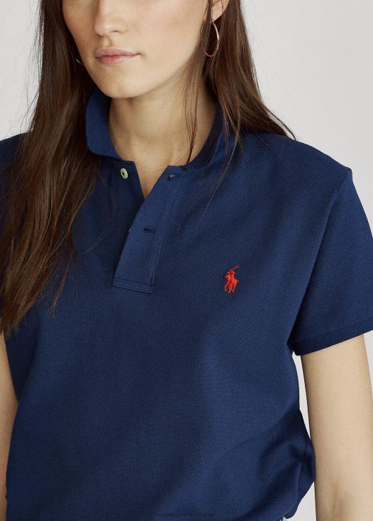 Ralph Lauren naised klassikaline võrkkangast polosärk PR0V9234 newporti merevägi/punane