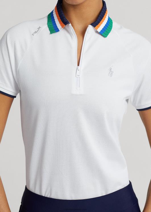 Ralph Lauren naised kohandatud istuv veerandtõmblukuga polosärk PR0V9401 keraamiline valge multi