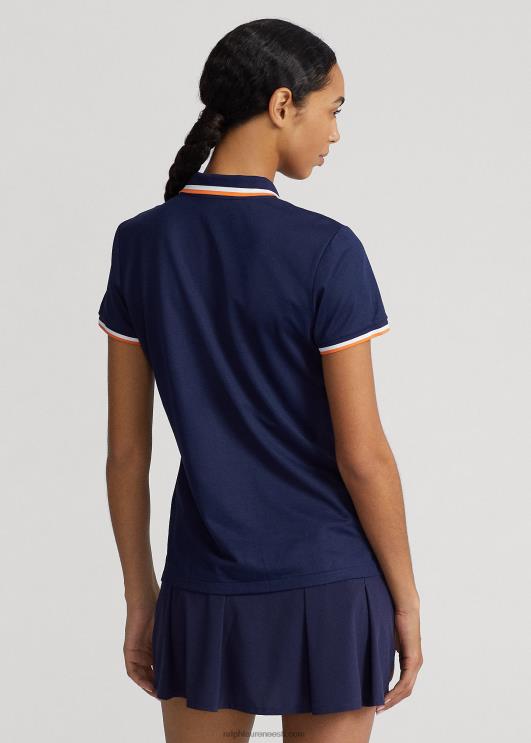 Ralph Lauren naised kohandatud istuvusega jersey polosärk PR0V9390 rafineeritud mere-/valge