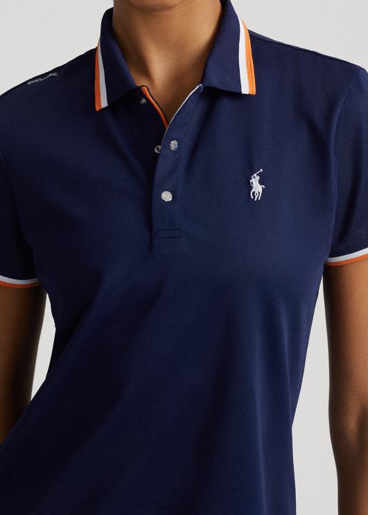 Ralph Lauren naised kohandatud istuvusega jersey polosärk PR0V9390 rafineeritud mere-/valge
