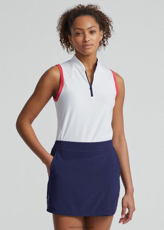 Ralph Lauren naised kohandatud varrukateta pikeesärk PR0V3710 puhas valge/maui punane/merepunane