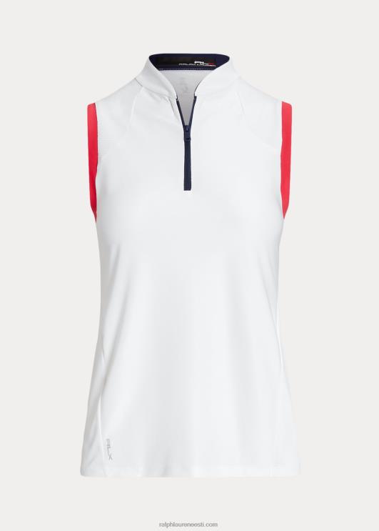 Ralph Lauren naised kohandatud varrukateta pikeesärk PR0V3710 puhas valge/maui punane/merepunane