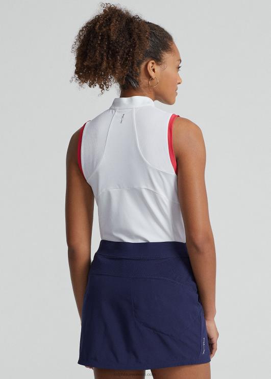 Ralph Lauren naised kohandatud varrukateta pikeesärk PR0V3710 puhas valge/maui punane/merepunane