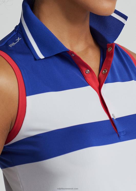 Ralph Lauren naised kohandatud varrukateta polosärk PR0V3703 puhas valge/kuninglik sinine