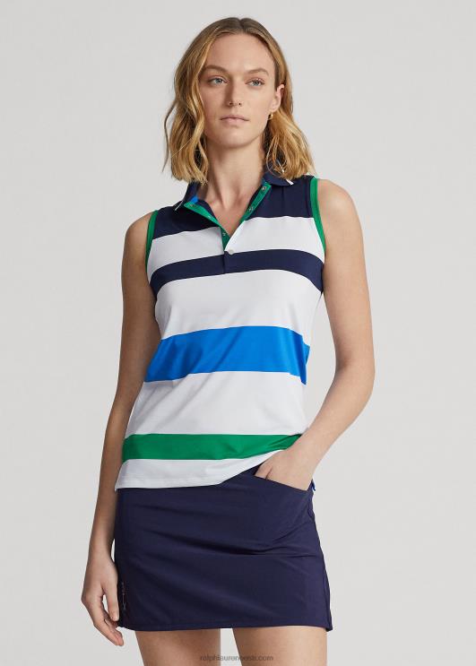Ralph Lauren naised kohandatud varrukateta polosärk PR0V3704 valge/merevägi/kuninglik spaa