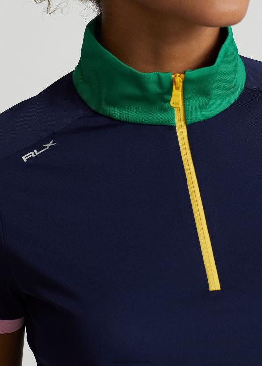 Ralph Lauren naised kohandatud veerandtõmblukuga pikeesärk PR0V9383 rafineeritud mere-/kruiisiroheline