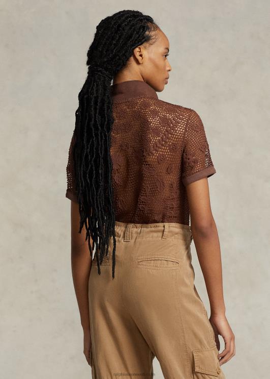 Ralph Lauren naised lilleline pitsiline polosärk PR0V3206 šokolaadipruun