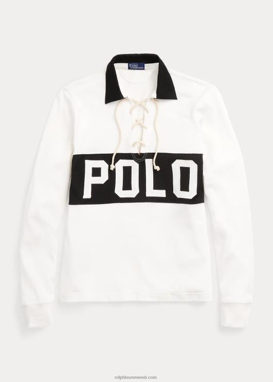 Ralph Lauren naised logoga pitsiga jersey polosärk PR0V2985 tekipesu valge
