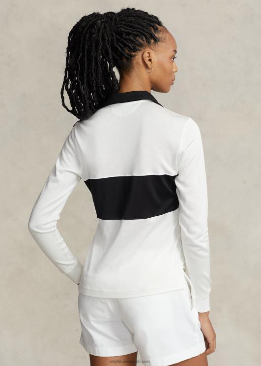 Ralph Lauren naised logoga pitsiga jersey polosärk PR0V2985 tekipesu valge