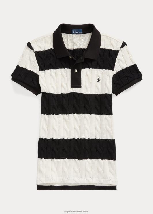 Ralph Lauren naised slim fit kaabliga kootud polosärk PR0V2928 kreemjas/must