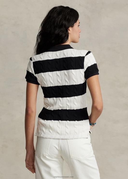 Ralph Lauren naised slim fit kaabliga kootud polosärk PR0V2928 kreemjas/must