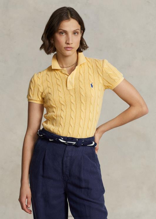 Ralph Lauren naised slim fit kaabliga kootud polosärk PR0V3020 kollaseks langeda