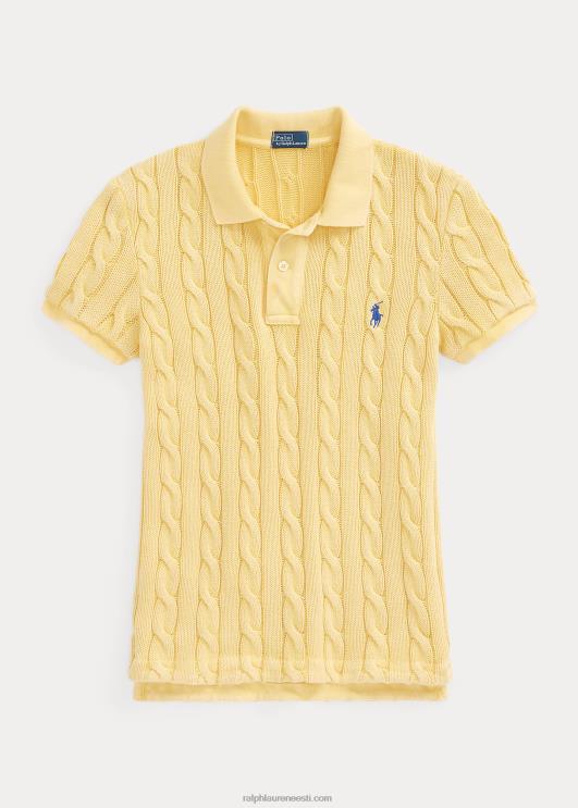 Ralph Lauren naised slim fit kaabliga kootud polosärk PR0V3020 kollaseks langeda