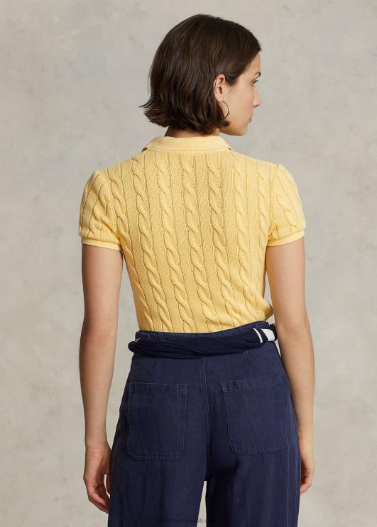 Ralph Lauren naised slim fit kaabliga kootud polosärk PR0V3020 kollaseks langeda