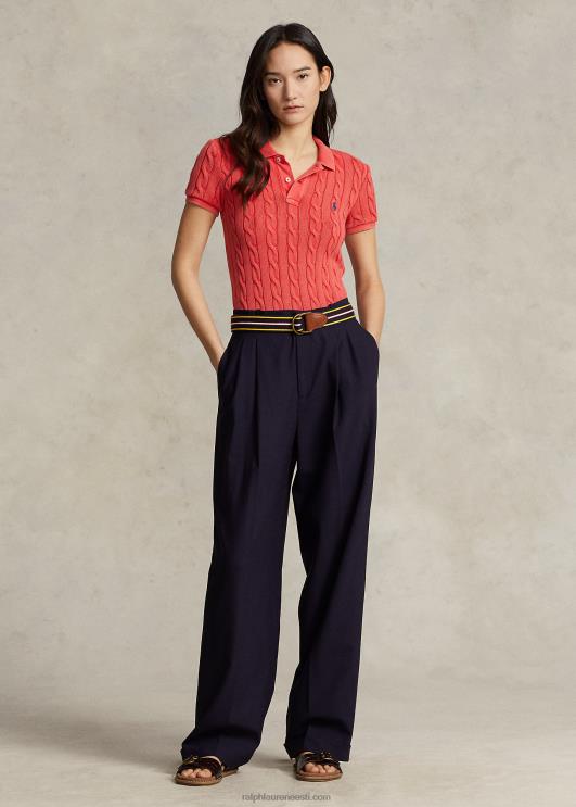 Ralph Lauren naised slim fit kaabliga kootud polosärk PR0V3021 2000 rubla punane