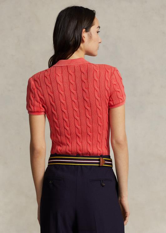 Ralph Lauren naised slim fit kaabliga kootud polosärk PR0V3021 2000 rubla punane