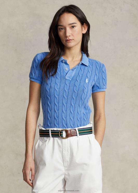 Ralph Lauren naised slim fit kaabliga kootud polosärk PR0V3023 colby sinine