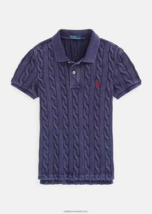 Ralph Lauren naised slim fit kaabliga kootud polosärk PR0V3024 Newporti merevägi