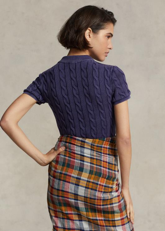 Ralph Lauren naised slim fit kaabliga kootud polosärk PR0V3024 Newporti merevägi