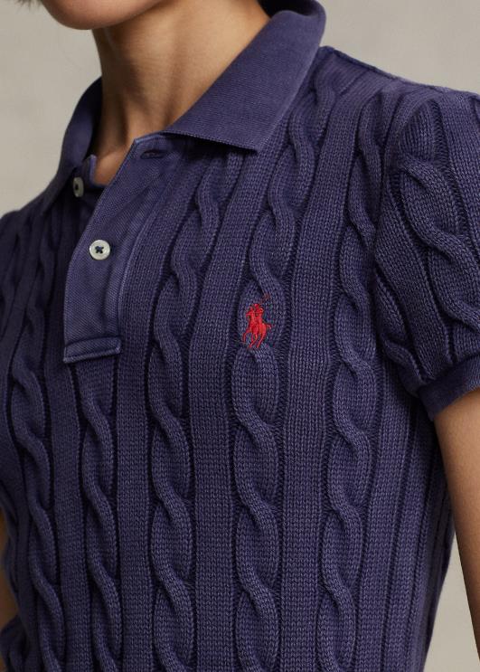 Ralph Lauren naised slim fit kaabliga kootud polosärk PR0V3024 Newporti merevägi